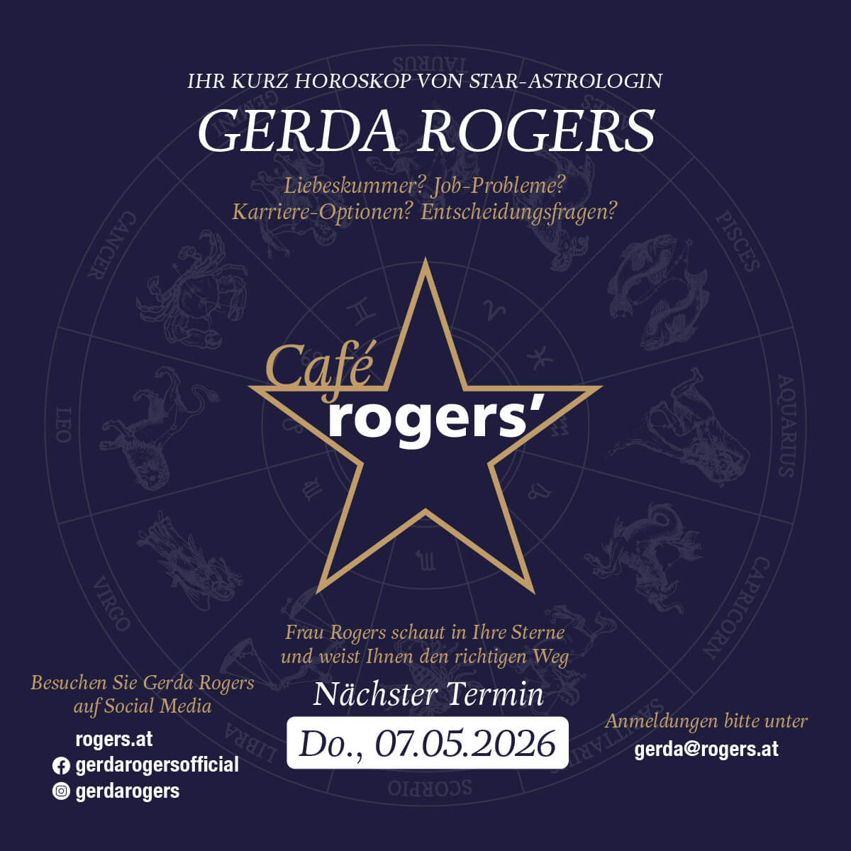 Ihr persönliches Kurz-Horoskop von Star-Astrologin Gerda Rogers