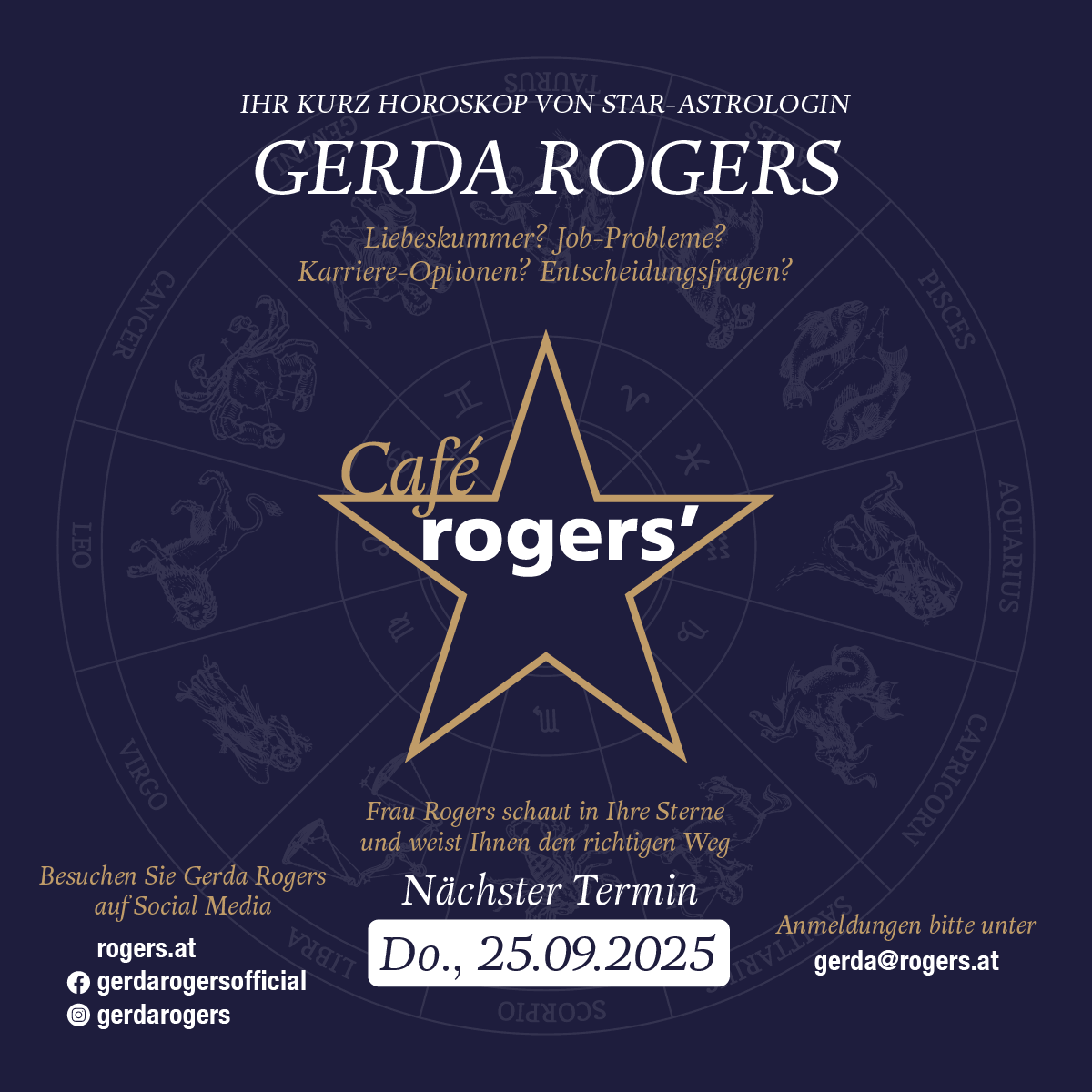 Ihr persönliches Kurz-Horoskop von Star-Astrologin Gerda Rogers
