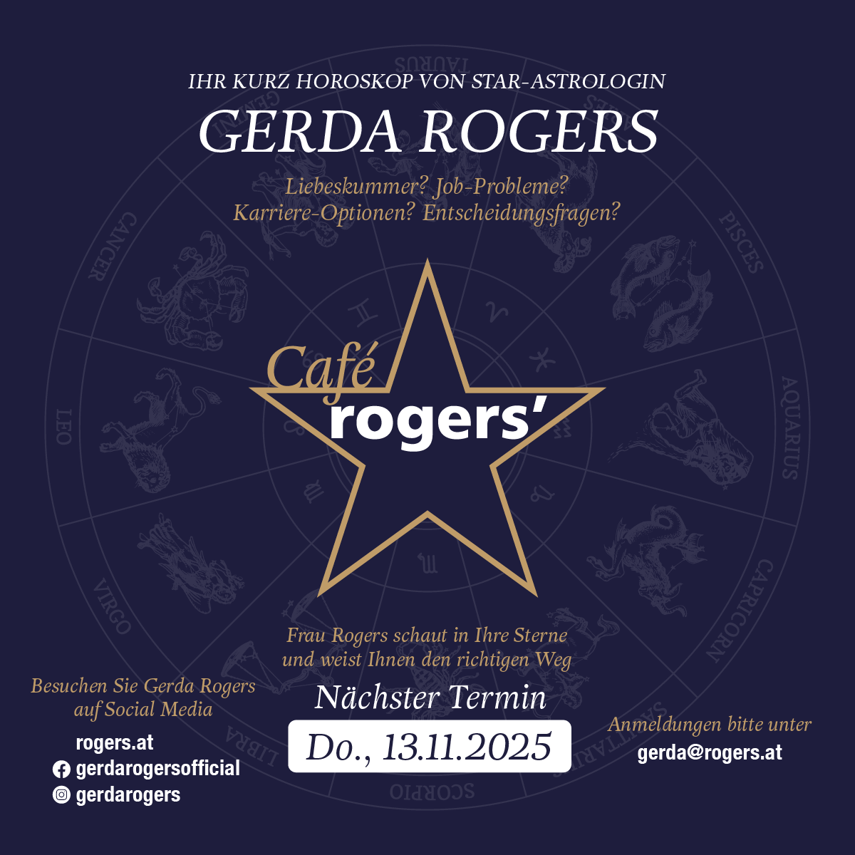 Ihr persönliches Kurz-Horoskop von Star-Astrologin Gerda Rogers