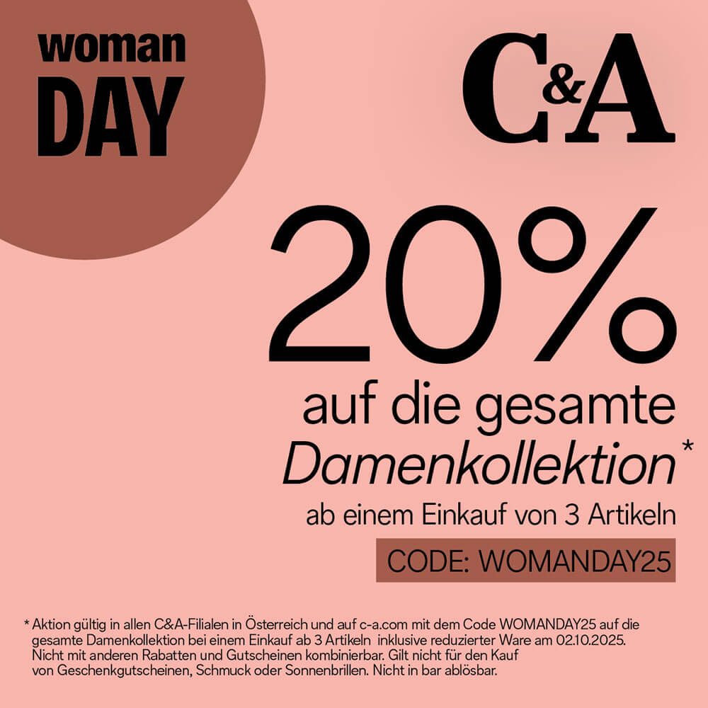 C&A: Woman Day – 20% auf die gesamte Damenkollektion im Auhof Center