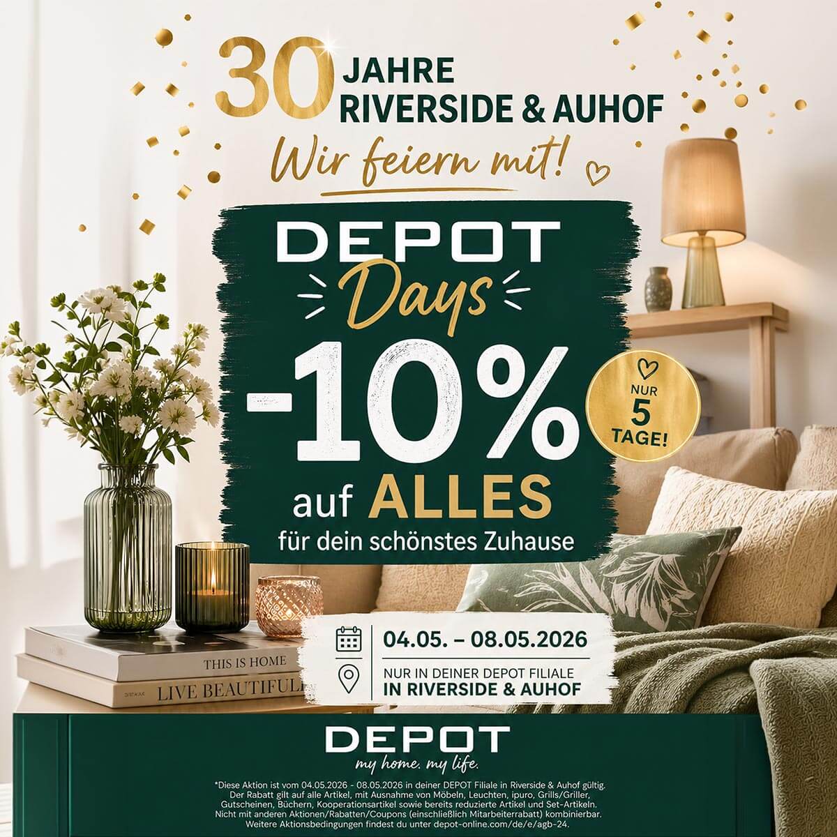 Depot: 30 Jahre mitfeiern und -10% auf alles sichern