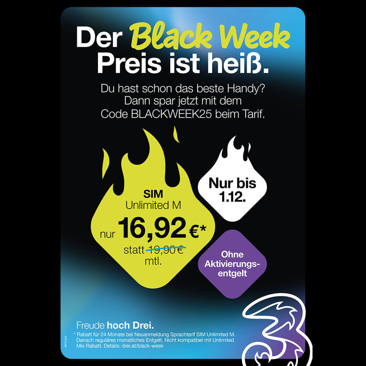 Drei: Der Black Week Preis ist heiß