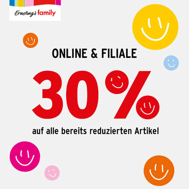 Ernsting’s family: 30% auf bereits reduzierte Artikel!