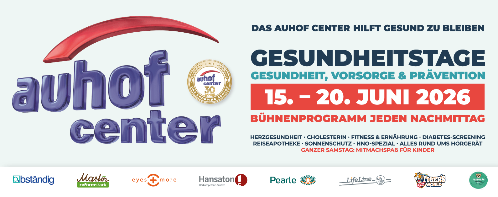 Gesundheitstage im Auhof Center · 15. bis 20. Juni 2026