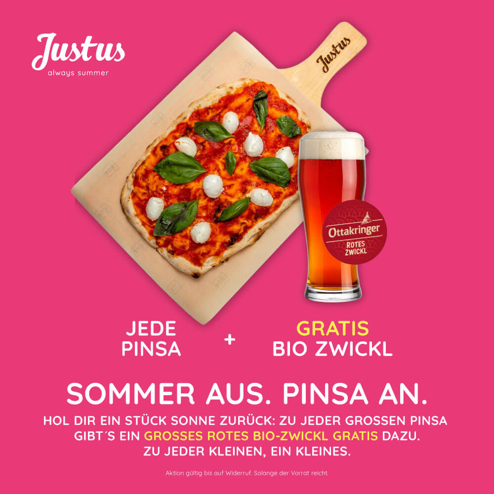 Justus: Sommer aus. Pinsa an. im Auhof Center