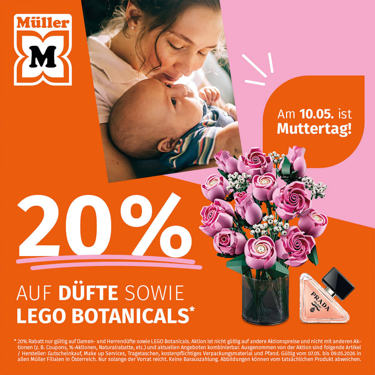 Müller: 20% auf Düfte & LEGO Botanicals zum Muttertag