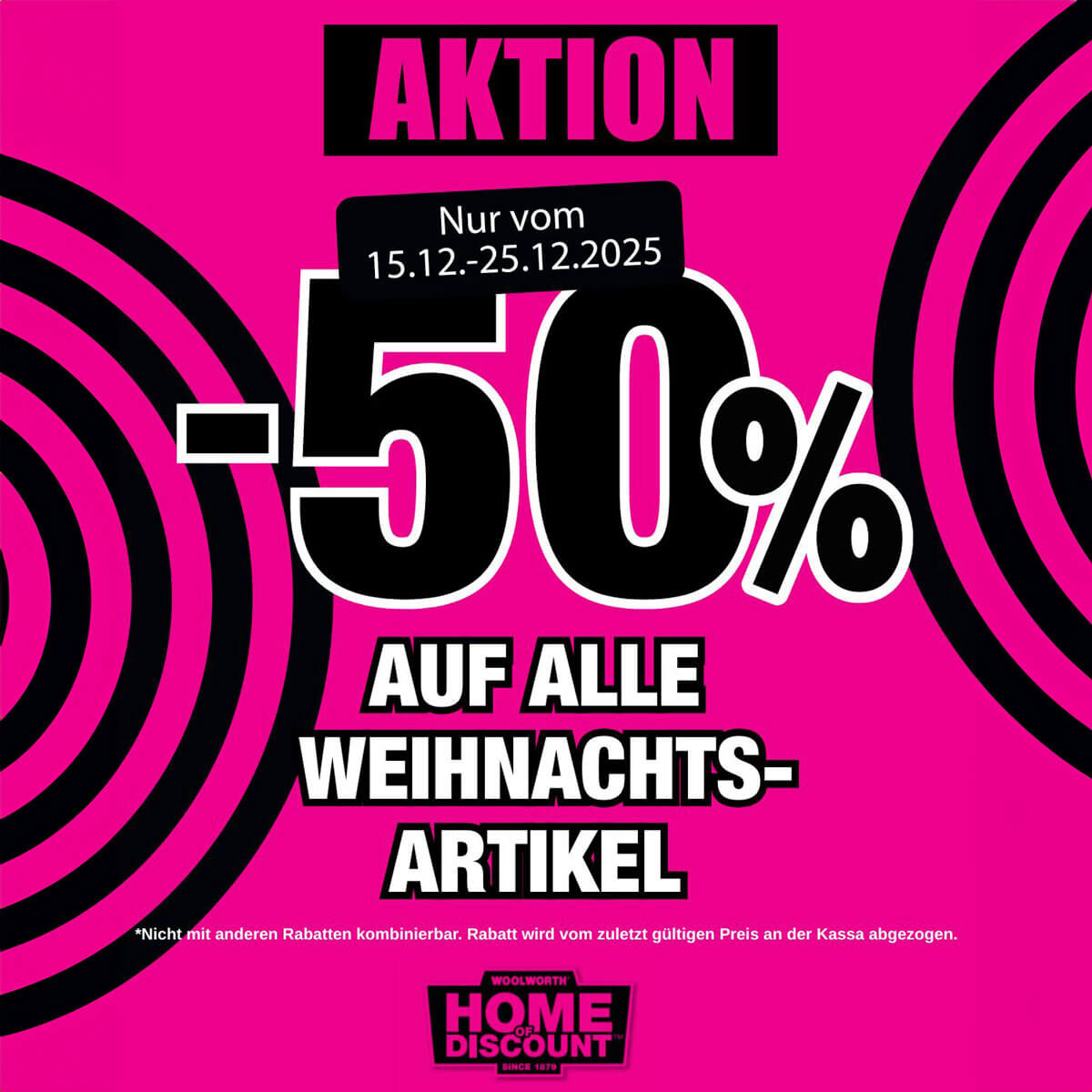 Woolworth: 50% auf alle Weihnachtsartikel im Auhof Center